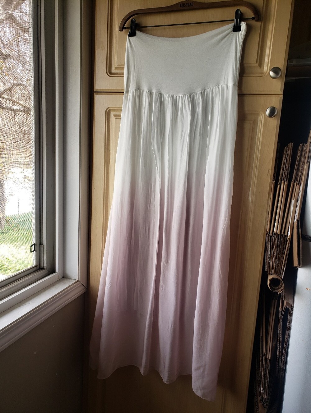 100% Silk Women's Long Silk Ombre Peachy Skirt Made In Italy